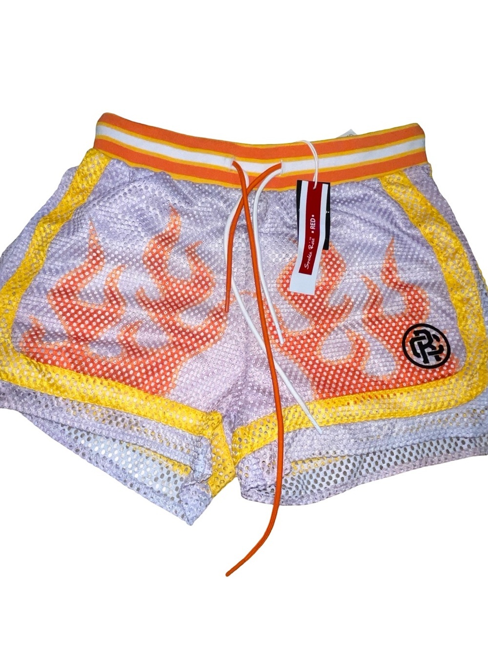 Smoke Rise RED Penny Flame Mesh Shorts - NWT